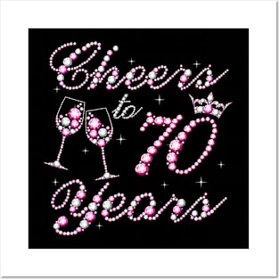 Cheers To 70 Years 1952 70th Birthday Queen Pink Diamond Posters and Art